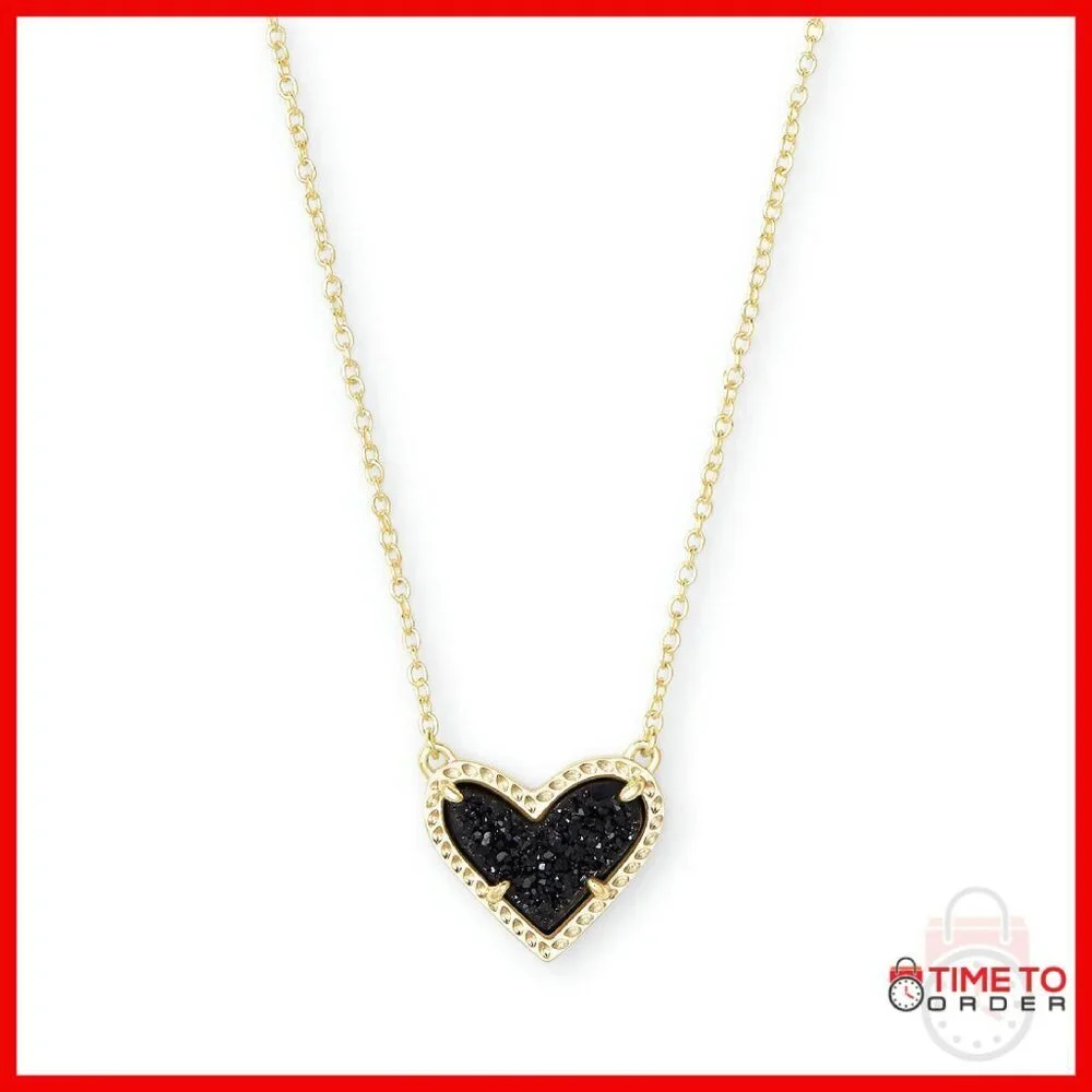 Adjustable Heart Pendant Necklace, Gold-Plated Brass, 15